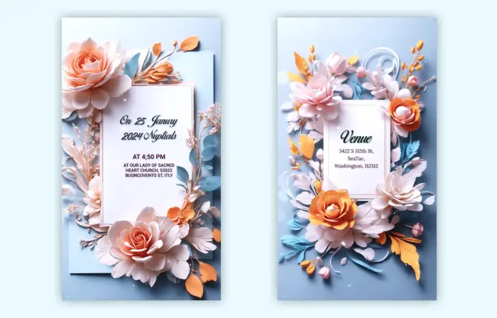 Unique 3D Floral Wedding Invitation Insta Story
